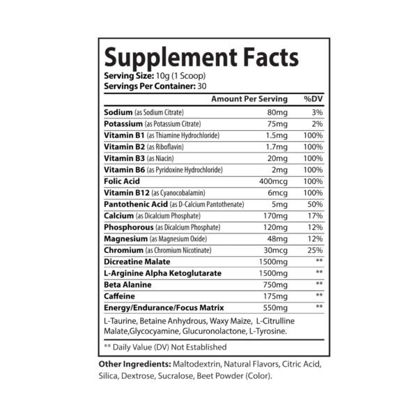 Pre-Workout Supplement, Watermelon (300g, 10.58oz) - Image 4